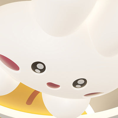 Contemporain Créatif Dessin Animé Lapin Lune Radis Vague Ronde Matériel Aluminium PE LED Plafonnier Encastré Pour Chambre 