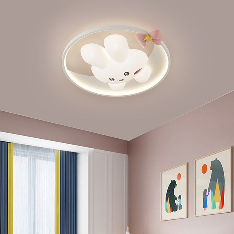 Contemporain Créatif Dessin Animé Lapin Lune Radis Vague Ronde Matériel Aluminium PE LED Plafonnier Encastré Pour Chambre 