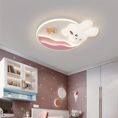 Contemporain Créatif Dessin Animé Lapin Lune Radis Vague Ronde Matériel Aluminium PE LED Plafonnier Encastré Pour Chambre 
