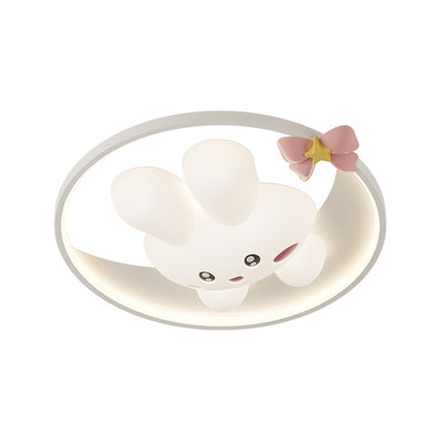 Contemporain Créatif Dessin Animé Lapin Lune Radis Vague Ronde Matériel Aluminium PE LED Plafonnier Encastré Pour Chambre 
