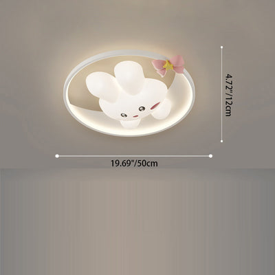 Contemporain Créatif Dessin Animé Lapin Lune Radis Vague Ronde Matériel Aluminium PE LED Plafonnier Encastré Pour Chambre 