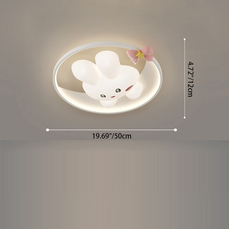 Contemporain Créatif Dessin Animé Lapin Lune Radis Vague Ronde Matériel Aluminium PE LED Plafonnier Encastré Pour Chambre 