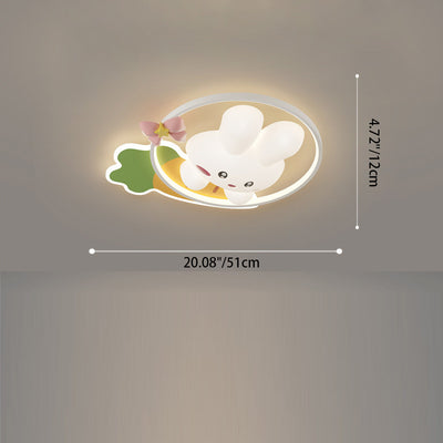Contemporain Créatif Dessin Animé Lapin Lune Radis Vague Ronde Matériel Aluminium PE LED Plafonnier Encastré Pour Chambre 