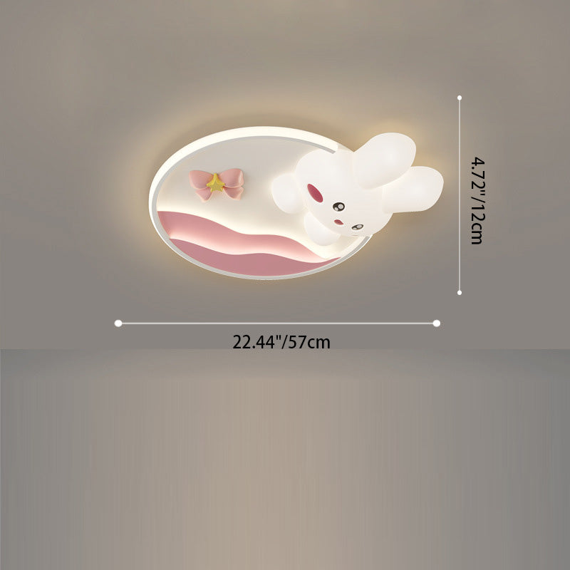 Contemporain Créatif Dessin Animé Lapin Lune Radis Vague Ronde Matériel Aluminium PE LED Plafonnier Encastré Pour Chambre 