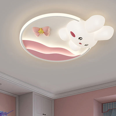 Contemporain Créatif Dessin Animé Lapin Lune Radis Vague Ronde Matériel Aluminium PE LED Plafonnier Encastré Pour Chambre 