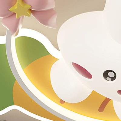 Contemporain Créatif Dessin Animé Lapin Lune Radis Vague Ronde Matériel Aluminium PE LED Plafonnier Encastré Pour Chambre 