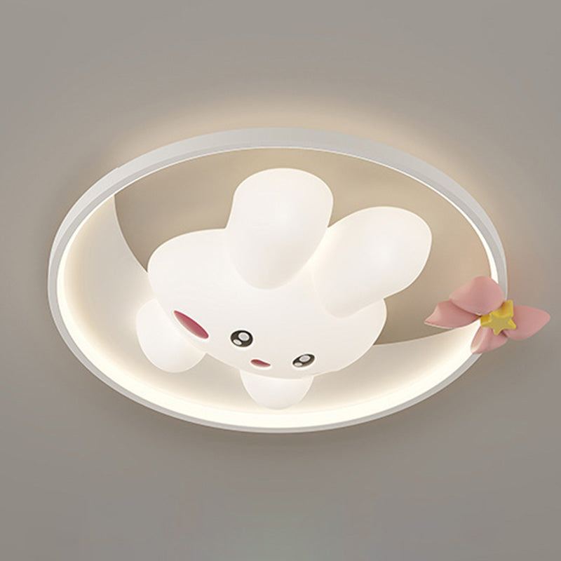 Contemporain Créatif Dessin Animé Lapin Lune Radis Vague Ronde Matériel Aluminium PE LED Plafonnier Encastré Pour Chambre 