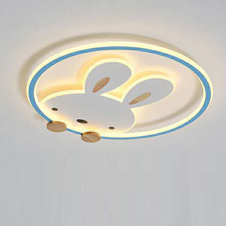Contemporary Scandinavian Circle Rabbit Hardware Acrylic LED Flush Mount Ceiling Light For Bedroom