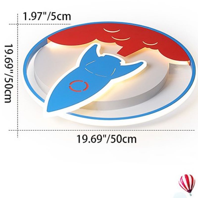 Plafonnier LED moderne minimaliste en forme de fusée ronde en fer, aluminium et acrylique pour chambre à coucher 