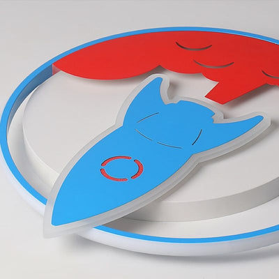 Plafonnier LED moderne minimaliste en forme de fusée ronde en fer, aluminium et acrylique pour chambre à coucher 
