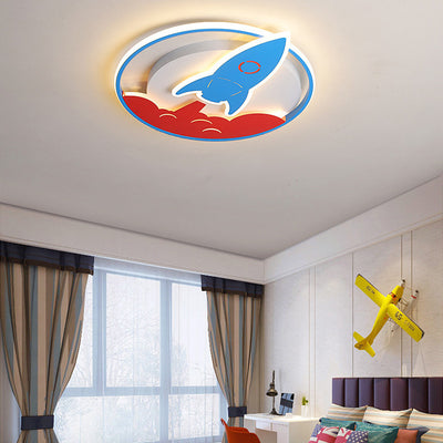 Plafonnier LED moderne minimaliste en forme de fusée ronde en fer, aluminium et acrylique pour chambre à coucher 