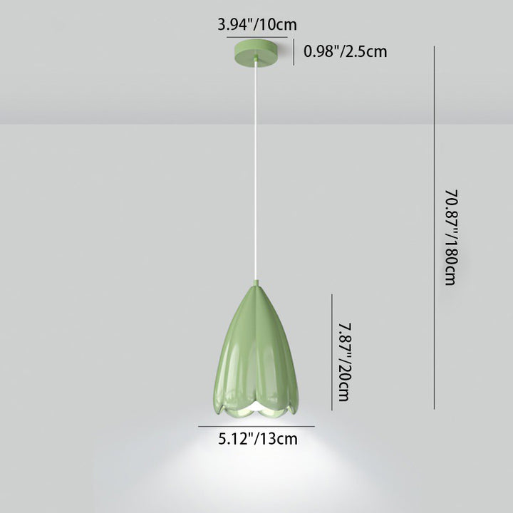 Suspension lumineuse à 1 ampoule en résine avec motif floral scandinave contemporain pour chambre 