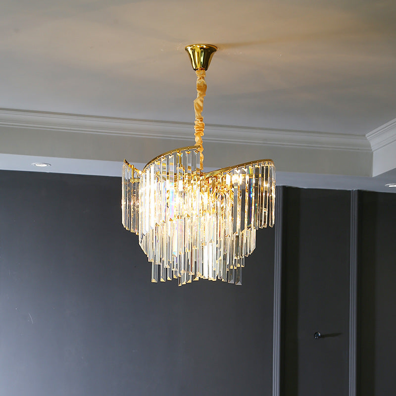 Moderne Luxus Schraube Multi-Level Lange Rechteck Hardware Kristall 10/16/24 Licht Kronleuchter Für Wohnzimmer 