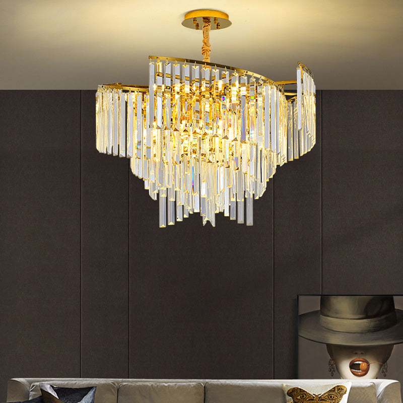 Moderne Luxus Schraube Multi-Level Lange Rechteck Hardware Kristall 10/16/24 Licht Kronleuchter Für Wohnzimmer 