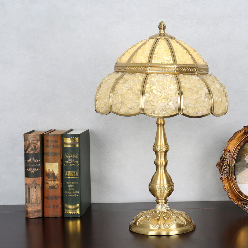 Modern Minimalist Half Round Oval Disc Base Copper Crystal 1-Light Table Lamp For Bedroom