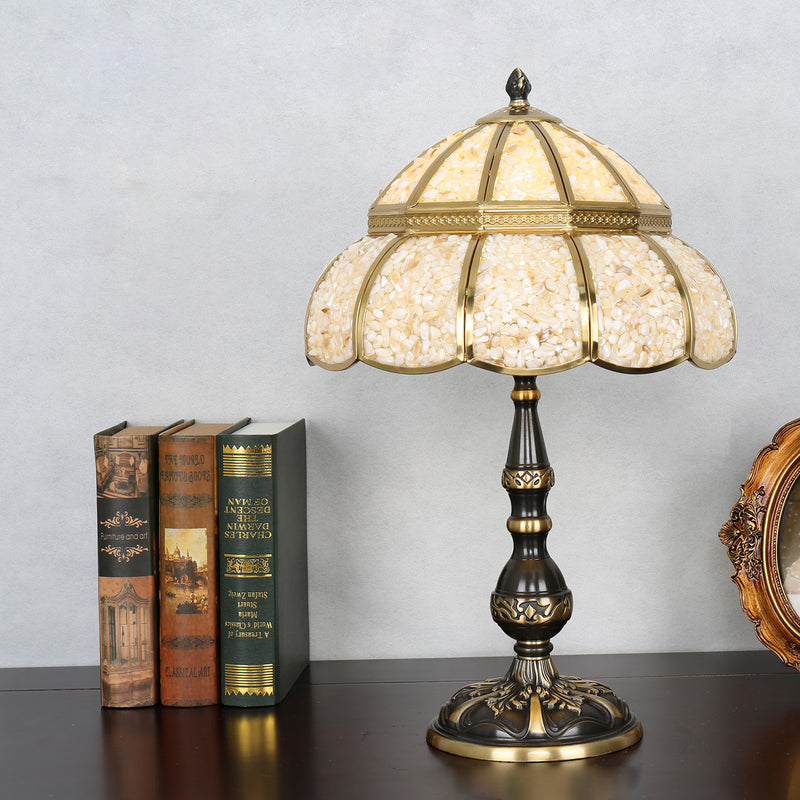 Modern Minimalist Half Round Oval Disc Base Copper Crystal 1-Light Table Lamp For Bedroom