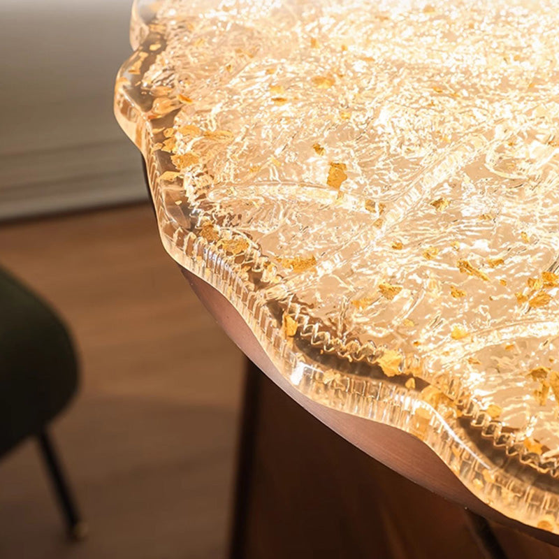 ضوء السقف شبه المتدلي LED من الراتنج الحديدي مع ورق الذهب والزهور التقليدية العتيقة المستديرة لغرفة المعيشة 