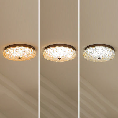 ضوء السقف شبه المتدلي LED من الراتنج الحديدي مع ورق الذهب والزهور التقليدية العتيقة المستديرة لغرفة المعيشة 