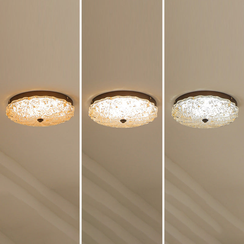 ضوء السقف شبه المتدلي LED من الراتنج الحديدي مع ورق الذهب والزهور التقليدية العتيقة المستديرة لغرفة المعيشة 