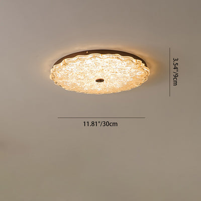 ضوء السقف شبه المتدلي LED من الراتنج الحديدي مع ورق الذهب والزهور التقليدية العتيقة المستديرة لغرفة المعيشة 