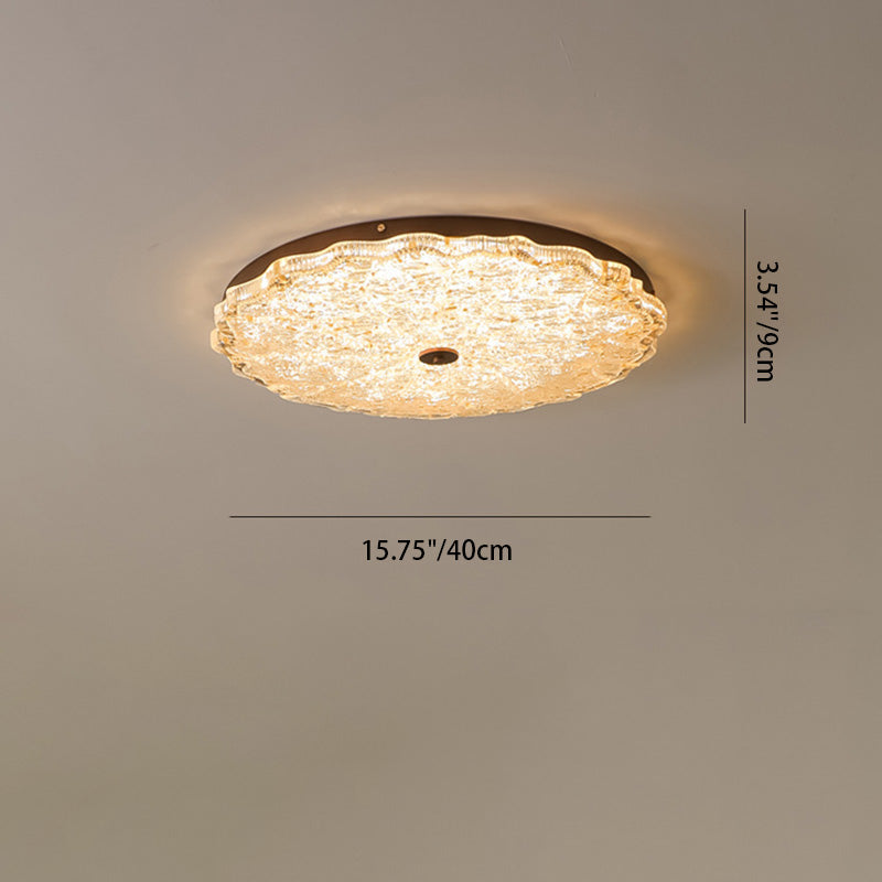 ضوء السقف شبه المتدلي LED من الراتنج الحديدي مع ورق الذهب والزهور التقليدية العتيقة المستديرة لغرفة المعيشة 
