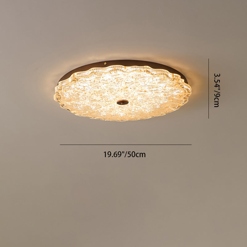 Traditionelle Vintage-Deckenleuchte mit runder Blume und Goldfolie, Eisenharz, LED-Halbeinbauleuchte für Wohnzimmer 