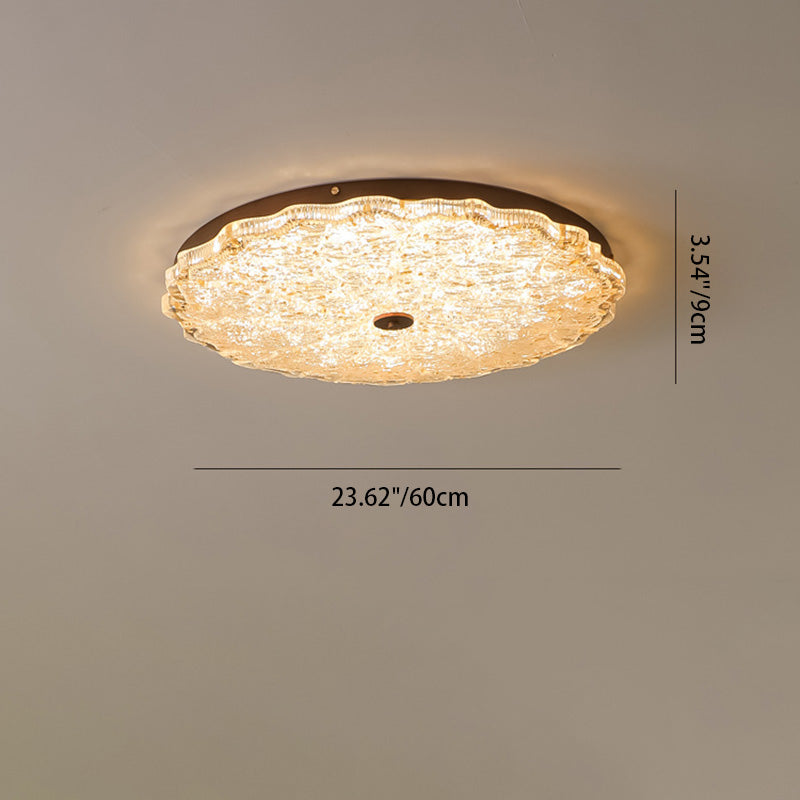 ضوء السقف شبه المتدلي LED من الراتنج الحديدي مع ورق الذهب والزهور التقليدية العتيقة المستديرة لغرفة المعيشة 