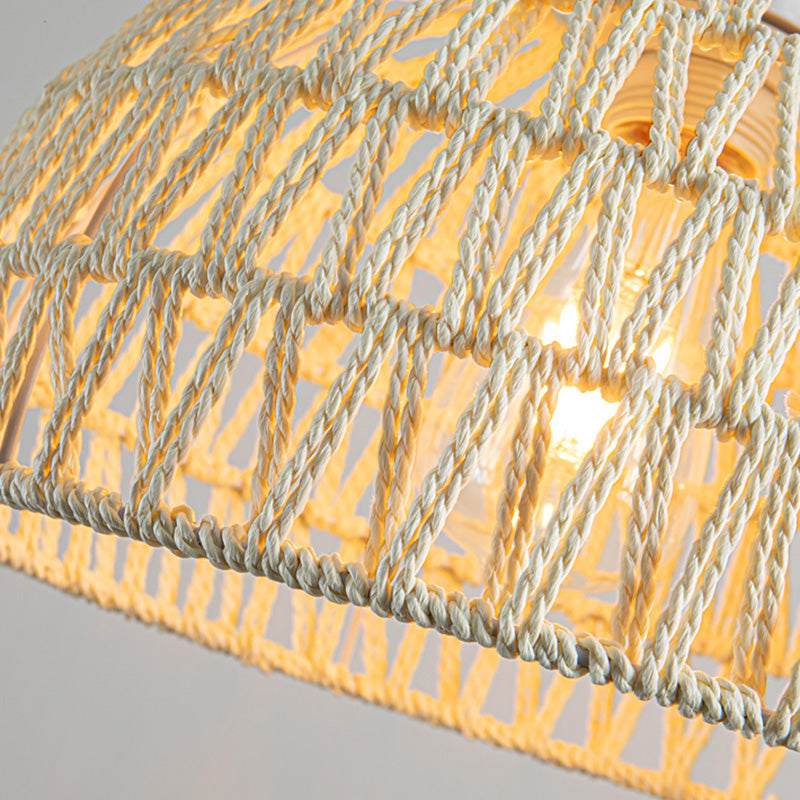 Suspension lumineuse à 1 ampoule en fer avec corde en sisal demi-ronde japonaise traditionnelle pour chambre 