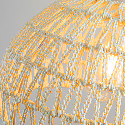 Suspension lumineuse à 1 ampoule en fer avec corde en sisal demi-ronde japonaise traditionnelle pour chambre 