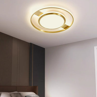 Moderne Minimaliste Rond Cercle Rectangle Cuivre Acrylique Silicone LED Plafonnier Encastré Pour Salon 