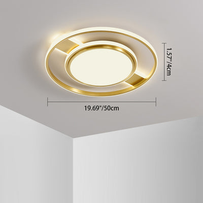 Moderne Minimaliste Rond Cercle Rectangle Cuivre Acrylique Silicone LED Plafonnier Encastré Pour Salon 
