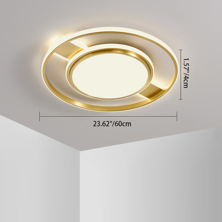 Moderne Minimaliste Rond Cercle Rectangle Cuivre Acrylique Silicone LED Plafonnier Encastré Pour Salon 