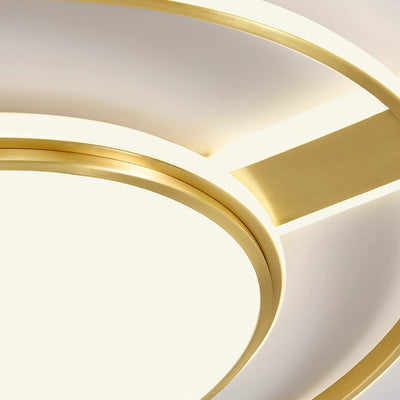 Moderne Minimaliste Rond Cercle Rectangle Cuivre Acrylique Silicone LED Plafonnier Encastré Pour Salon 