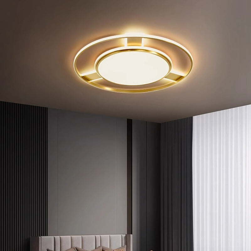 Moderne Minimaliste Rond Cercle Rectangle Cuivre Acrylique Silicone LED Plafonnier Encastré Pour Salon 