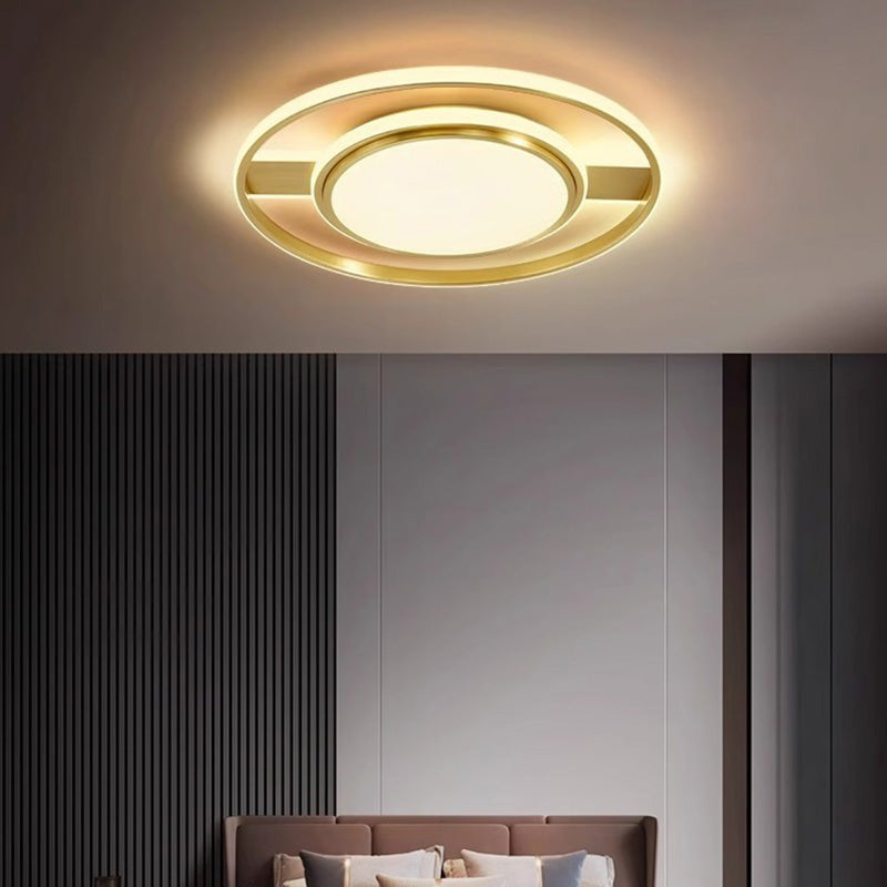 Moderne Minimaliste Rond Cercle Rectangle Cuivre Acrylique Silicone LED Plafonnier Encastré Pour Salon 