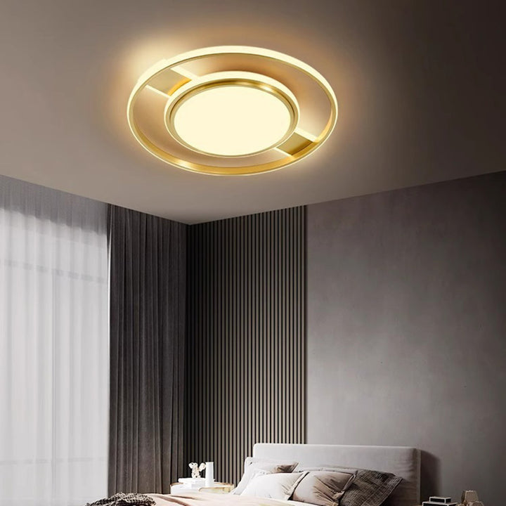Moderne Minimaliste Rond Cercle Rectangle Cuivre Acrylique Silicone LED Plafonnier Encastré Pour Salon 