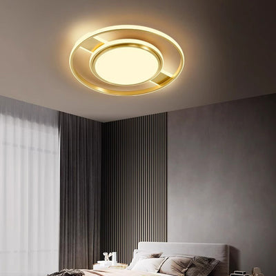 Moderne Minimaliste Rond Cercle Rectangle Cuivre Acrylique Silicone LED Plafonnier Encastré Pour Salon 