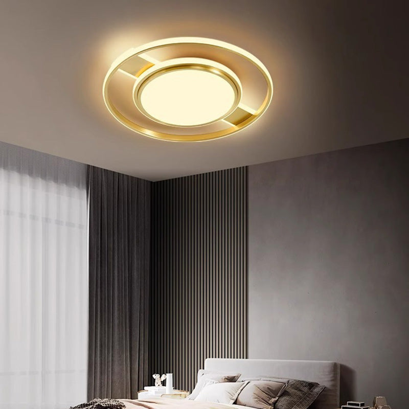 Moderne Minimaliste Rond Cercle Rectangle Cuivre Acrylique Silicone LED Plafonnier Encastré Pour Salon 