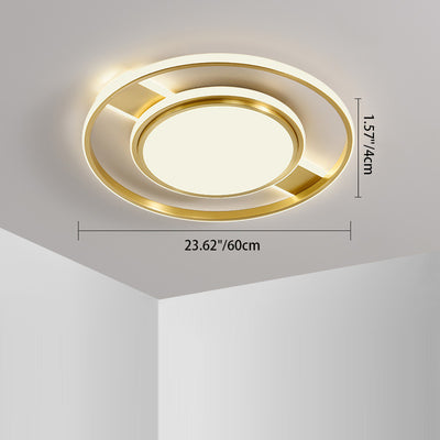 Moderne Minimaliste Rond Cercle Rectangle Cuivre Acrylique Silicone LED Plafonnier Encastré Pour Salon 