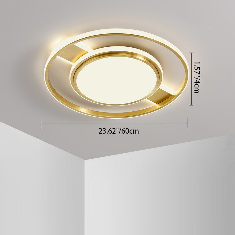 Moderne Minimaliste Rond Cercle Rectangle Cuivre Acrylique Silicone LED Plafonnier Encastré Pour Salon 
