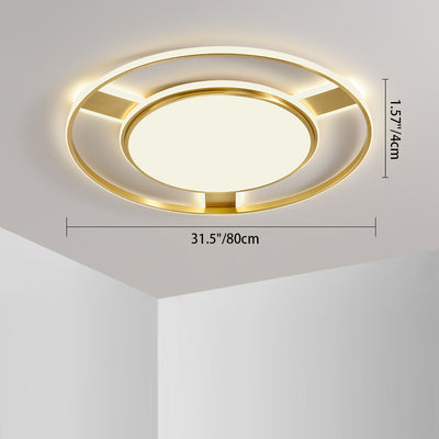 Moderne Minimaliste Rond Cercle Rectangle Cuivre Acrylique Silicone LED Plafonnier Encastré Pour Salon 
