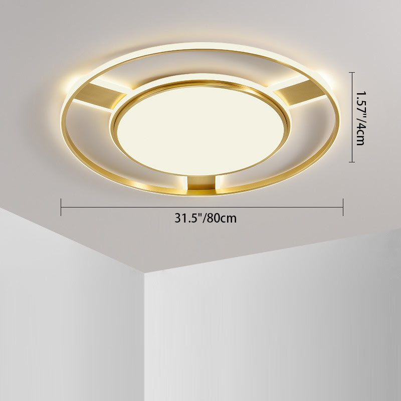 Moderne Minimaliste Rond Cercle Rectangle Cuivre Acrylique Silicone LED Plafonnier Encastré Pour Salon 