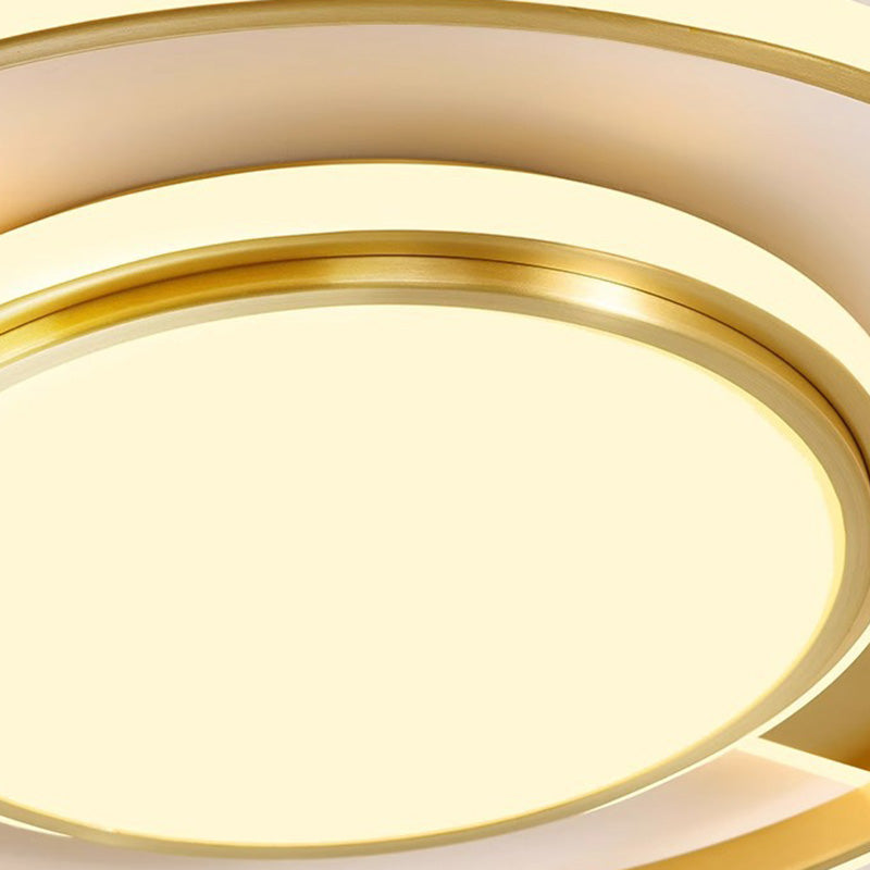 Moderne Minimaliste Rond Cercle Rectangle Cuivre Acrylique Silicone LED Plafonnier Encastré Pour Salon 