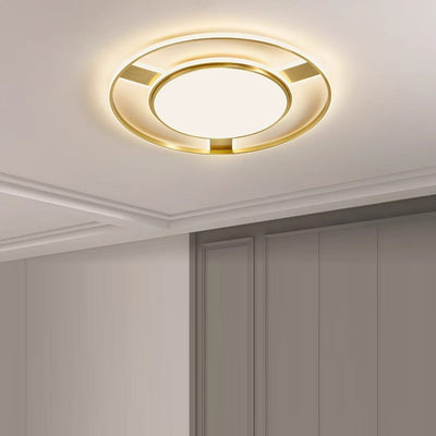 Moderne Minimaliste Rond Cercle Rectangle Cuivre Acrylique Silicone LED Plafonnier Encastré Pour Salon 