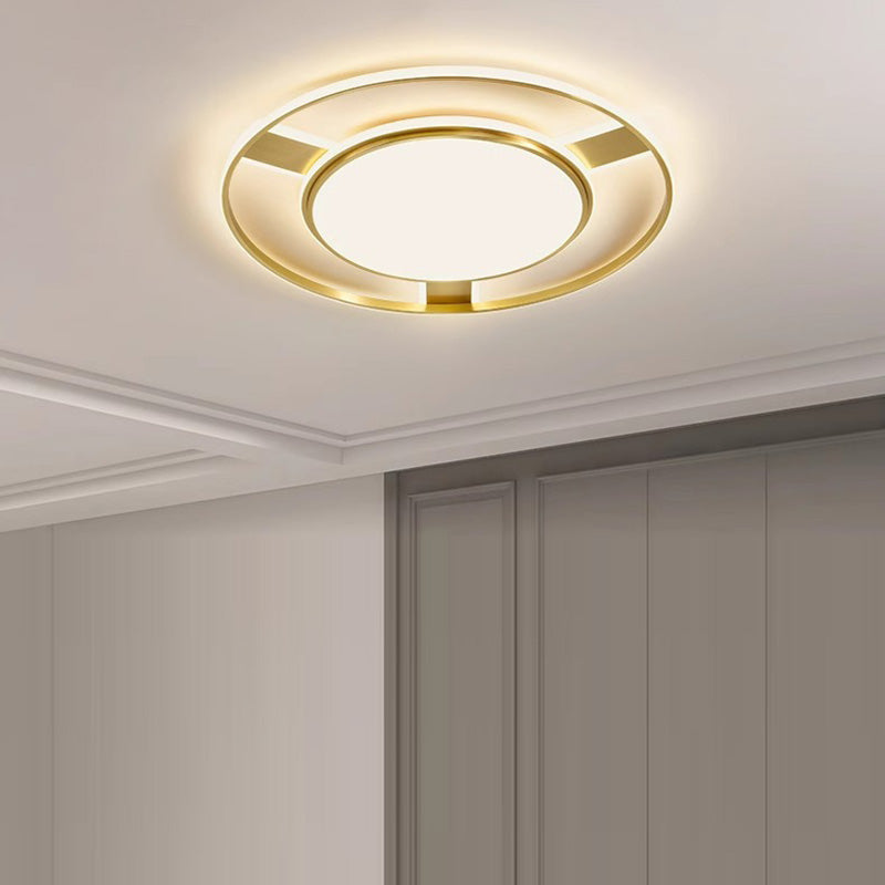 Moderne Minimaliste Rond Cercle Rectangle Cuivre Acrylique Silicone LED Plafonnier Encastré Pour Salon 