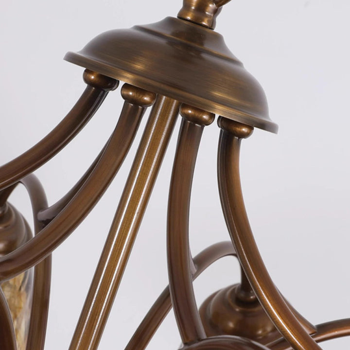 Lustre en cuivre et verre trombone vintage traditionnel à branches 6/8 lumières pour salon 