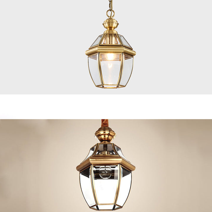 Modern Minimalist Oval Round Table Striped Copper Glass 1-Light Pendant Light For Bedroom