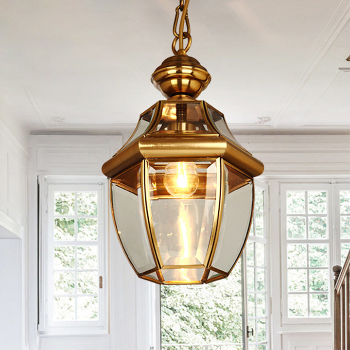 Modern Minimalist Oval Round Table Striped Copper Glass 1-Light Pendant Light For Bedroom