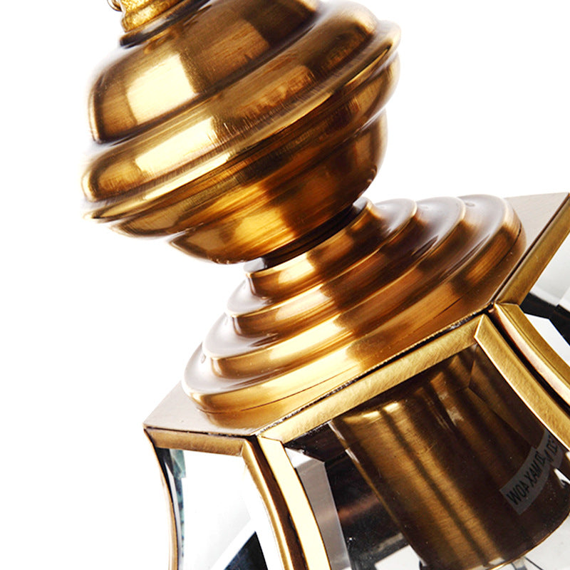 Modern Minimalist Oval Round Table Striped Copper Glass 1-Light Pendant Light For Bedroom