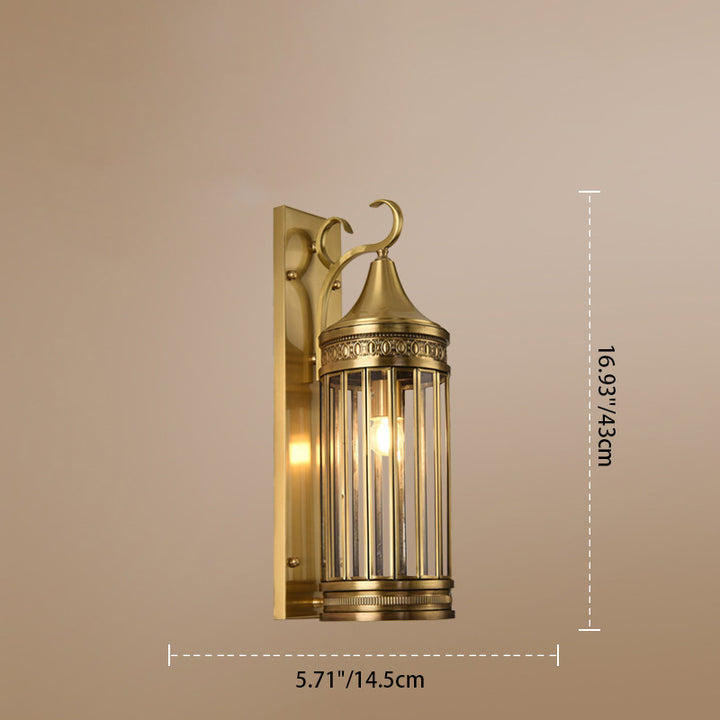 Contemporary Scandinavian Waterproof Cylinder Flare Stripe Copper Glass 1/3/6-Light Outdoor Wall Sconce Lamp For Garden